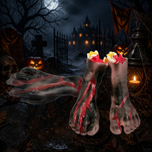 Carica l'immagine nel visualizzatore di Gallery, Set di 4 decorazioni per Halloween con mani e piedi separati (2 piedi e 2 mani), scherzo spaventoso, parti del corpo san