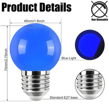 Carica l'immagine nel visualizzatore di Gallery, Lampadina colorata E27, lampadina Blu G45, lampadina a forma di palla da golf, non dimmerabile, Questa lampadina è adatt