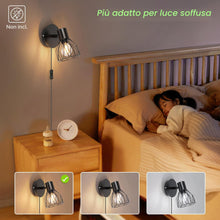 Carica l'immagine nel visualizzatore di Gallery, Kimjo Applique da Parete Interno con Spina, E14 Lampada da Parete Nero