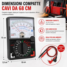 Carica l'immagine nel visualizzatore di Gallery, Topolenashop Multimetro Tester Analogico Portatile con Cavi e Puntali – Voltmetro Amperometro Ohmmetro per Tensione CA/C