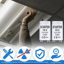 Carica l'immagine nel visualizzatore di Gallery, 6 Pezzi FS-U Starter per Tubi Fluorescenti 4-80W 220-240V Starter Neon