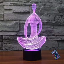 Carica l'immagine nel visualizzatore di Gallery, Creativo 3D Yoga Meditazione Luce Notturna 16 Colori Mutevoli Telecomando USB Potere Toccare Cambiare Lampada Arredament