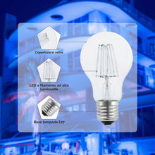 Carica l'immagine nel visualizzatore di Gallery, Lampadine LED Blu E27 da 6W, Equivalente 60W Lampadina a Incandescenza, 600 lm, AC 230V, Fascio a 360°, A60 Lampadine Co