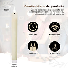 Carica l'immagine nel visualizzatore di Gallery, comforder Set 2 Candele LED in Vera Cera con Timer, Crema