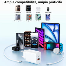 Carica l'immagine nel visualizzatore di Gallery, 【3 pezzi】 Caricabatterie USB-C, caricabatterie rapido a 2 porte [USB-C + USB-A], alimentatore PD+ QC 3.0 da 20 W con cav