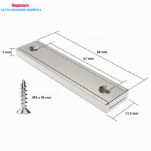 Carica l'immagine nel visualizzatore di Gallery, Magnetpro 8 pezzi Magneti Rettangolari 30 kg Forza 60 x 13,5 x 5 mm