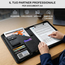 Carica l'immagine nel visualizzatore di Gallery, NEWYES Cartellina di conferenze Zipper in PU cuoio, A4, Regalo Uomo &amp; Regalo Donna, Cartella di documenti da viaggio, Portafoglio portafoglio da viaggio, Cartella organizer personale Agend, Nero