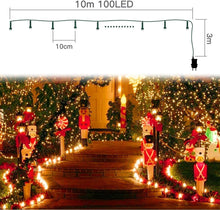 Carica l'immagine nel visualizzatore di Gallery, Quntis Luci Natale Esterno 10M 100 Leds, Luci Albero di Natale Bianco Caldo IP44 con 8 Modalità Catena Luminosa Natale D