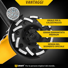 Carica l'immagine nel visualizzatore di Gallery, GRAFF Disco abrasivo diamantato 115 mm per smerigliatrice angolare – Diamante mola per pietra, cemento, colla per piastr