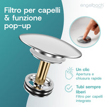 Carica l'immagine nel visualizzatore di Gallery, Engelbach® Piletta lavabo senza troppopieno – Scarico Click Clack con 3 guarnizioni – Valvola di scarico universale per 
