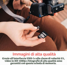 Carica l'immagine nel visualizzatore di Gallery, Verbatim Scheda di memoria microSDXC Premium con adattatore I 64 GB I nera I Scheda SD per video full HD I resistente al