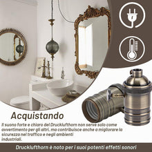 Carica l'immagine nel visualizzatore di Gallery, 2 pezzi vintage in alluminio portalampada 220 V E27 bronzo con interruttore girevole, adattatore a sospensione per plafo