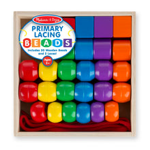 Carica l'immagine nel visualizzatore di Gallery, Melissa &amp; Doug Perline Grandi in Legno da Infilare – Cassetta in Legno con Perline Colorate, Gioco di Incastri, Giochi M