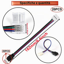 Carica l'immagine nel visualizzatore di Gallery, 4pin RGB del connettore di Estensione Cavo,20 Pezzi LED Strip Connector Rapido Connettore Striscia,LED Adattatore Jumper