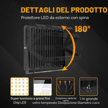 Carica l'immagine nel visualizzatore di Gallery, RIGIDON 2 x Faretto LED da Esterno con Spina, 30W 3000LM Fari di Sicurezza