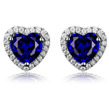 Carica l'immagine nel visualizzatore di Gallery, Navachi Orecchini a perno in argento Sterling 925 placcato oro bianco 18 carati 4,5 ct con rubino smeraldo, Pietra Cristallo, Zaffiro sintetico