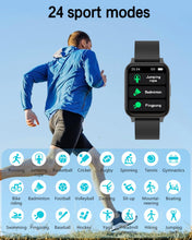 Carica l'immagine nel visualizzatore di Gallery, Cloudpoem Smartwatch Donna Uomo Smart Watch Orologio Contapassi con Cardiofrequenzimetro da polso Saturimetro Orologio Fitness Notifiche Whatsapp e Chiamate Orologio Sportivo per Android iOS Nero