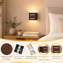 Carica l'immagine nel visualizzatore di Gallery, 2pcs 9W Applique da Parete LED Legno G9 Interno Quercia Scura Luce Fessura