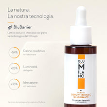 Carica l'immagine nel visualizzatore di Gallery, BluMilano Siero Vitamina C Viso con BluBarrier - Illuminante e Antiossidante con Niacinamide - 95% Origine Naturale e Bi