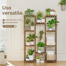 Carica l'immagine nel visualizzatore di Gallery, Bamworld Porta Piante da Esterno Scaffale per Piante da Interno Alto Supporto per Piante Legno Sostiene più Vasi Arredo 