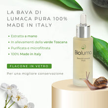 Carica l&#39;immagine nel visualizzatore di Gallery, Bioluma Bava di Lumaca Pura 30ml 100% Made in Italy Idratante Lenitivo Antiage per Viso Collo Decolletè Purificante Normalizzante Coadiuvante Trattamento Rughe Pelle Secca Grassa Mista