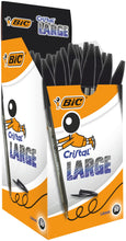Carica l&#39;immagine nel visualizzatore di Gallery, BIC Nere Penne a Sfera, Cristal Large , Ottimi per la Scuola, con Punta Ampia (1.6 mm), Confezione da 50, Fornitura per Scrivere in Ufficio e a Casa