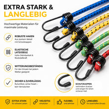 Carica l'immagine nel visualizzatore di Gallery, Set di 10 espansori multiuso con ganci e tendicinghie extra forti per campeggio, auto e bicicletta, cinghie di tensione 