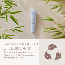 Carica l'immagine nel visualizzatore di Gallery, Philips Lady Shaver Serie 6000 - Rasoio senza filo, Wet &amp; Dry, sistema di rasatura a 3 lame, per corpo e gambe, 80 minut