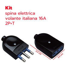Carica l'immagine nel visualizzatore di Gallery, POLY POOL - PP0443.1S Kit Coppia Presa Bivalente e Spina Standard Italiano 16A - Set Spina/Presa Volanti Nere - Presa Bi