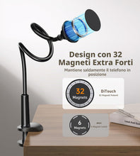 Carica l'immagine nel visualizzatore di Gallery, Supporto magnetico per smartphone da letto e supporto da tavolo a collo di cigno con anelli metallici, supporto flessibi