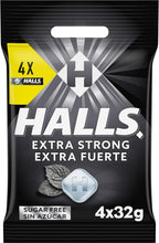 Carica l'immagine nel visualizzatore di Gallery, Halls Caramelle alla menta Extrastrong senza Zucchero - confezione da 128g (4x32g)
