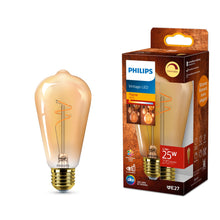 Carica l'immagine nel visualizzatore di Gallery, Philips Vintage Amber Spiral ST64 Bulb, Dimmable, Flicker-Free, EyeComfort, 270 Lumen, Flame (1800 K), 3.1 W=25 W, E27 B