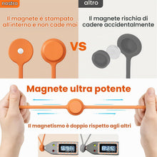 Carica l'immagine nel visualizzatore di Gallery, tounee Fascette fermacavi riutilizzabili in silicone con magnete- 2 misure (4 x 7,5 cm + 4 x 19,5 cm) - Multifunzionali 