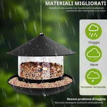 Carica l'immagine nel visualizzatore di Gallery, Mangiatoia per Uccellini da Esterno Appendere, Capacità 1.8L Mangiatoie per Uccelli Selvatici Grande Capacità, Mangime p