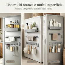 Carica l'immagine nel visualizzatore di Gallery, AiQInu Set da 4 pezzi organizer magnetico da cucina, combinazione modulare fai-da-te di mensole magnetiche con portaspezie, portasciugamani, ganci &amp; ganci rotondi, supporto magnetico resistente senza