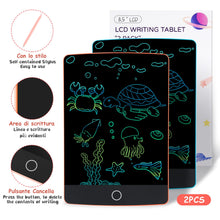 Carica l&#39;immagine nel visualizzatore di Gallery, Topfree 2 Pezzi Tavoletta Grafica LCD Scrittura Colorato 8,5Pollici, Lavagna da Disegno Cancellabile Portatile, Tavoletta Grafica per Giochi Bambini, Doodle Pad Con Pulsante