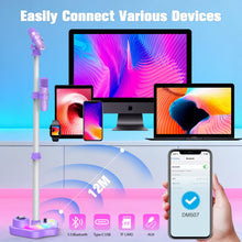 Carica l'immagine nel visualizzatore di Gallery, Dislocati Microfono Karaoke per Bambini con Supporto, 2 Microfoni Wireless, Luci Colorate, Regalo Natale per Bambini 3 4