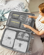Carica l'immagine nel visualizzatore di Gallery, BillyBath Set di organizer per valigie, 8 in 1, organizer da viaggio, per vestiti, scarpe, cosmetici, colore grigio