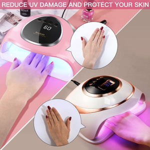 Soulpala 180W Lampada Unghie professionale UV LED 48pcs Luce UV LED per Gel Portatile Fornetto Unghie unghie Strumenti per Manicure/Pedicure 4 Timer Preimpostati,Sensore Automatico, Curare Rapidamente UV Gel