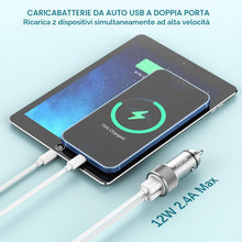 Carica l'immagine nel visualizzatore di Gallery, Caricatore Auto iPhone con 2x Cavo Lightning [Certificato MFi], USB Accendisigari Auto Caricabatterie Auto Cellulare Ada