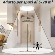 Carica l'immagine nel visualizzatore di Gallery, Oumida Plafoniera LED Soffitto con Sensore di Movimento, 2700K/4000K/6500K 18W Lampadario con Sensore, 1800LM IP44 Plafo