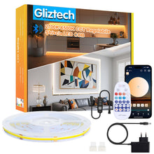 Carica l'immagine nel visualizzatore di Gallery, Gliztech 5M Striscia LED COB Bianca Compatibile con Bluetooth, da 3000k a 6500k Striscia Led 24V Dimmerabile, lluminazio
