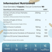 Carica l'immagine nel visualizzatore di Gallery, Serenoa Repens in 180 Capsule Vegetariane, 1 Capsula al Giorno (6 Mesi)