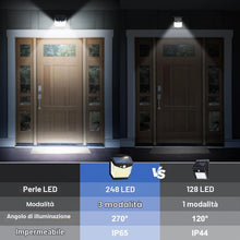 Carica l'immagine nel visualizzatore di Gallery, Solare Luci LED Esterno Giardino: 248 LED Luce Esterne 6 Pezzi con Pannello Solari con Sensore da Movimento 3 Modos 270°