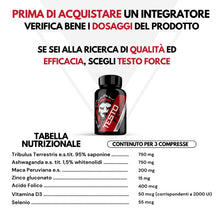 Carica l'immagine nel visualizzatore di Gallery, TESTO FORCE | 90 Compresse | Azione Rapida e Potente | Aumento Massa Muscolare Uomo, Alto Dosaggio di Tribulus Terrestri