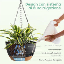 Carica l'immagine nel visualizzatore di Gallery, 2 Pezzi Vasi da Appendere Ø24CM – Vasi Sospesi Autoirriganti in Plastica con Fori di Drenaggio e Sottovaso Rimovibile, V