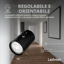 Carica l'immagine nel visualizzatore di Gallery, Ledvion Faretto LED Soffitto Nero 4 luci Rettangolare GU10 senza lampadina