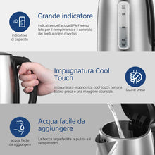 Carica l&#39;immagine nel visualizzatore di Gallery, Midea Bollitore Elettrico 1,7L, Acciaio Inox, Kettle senza BPA, 2200 W, Bollitore Acqua con indicatore del livello dell&#39;acqua, indicatore LED, Base di rotazione a 360°