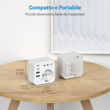 Carica l'immagine nel visualizzatore di Gallery, Adattatore Schuko Presa Italiana, Presa Salvaspazio con 16A, Spina Italiana, Adattatore Multipresa Elettrica da Muro con