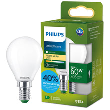 Carica l'immagine nel visualizzatore di Gallery, Philips Lampadina LED UltraEfficient Opaca P45, Attacco E14 Piccolo Edison, Classe Energetica A, 806 lm, Equivalente 60W